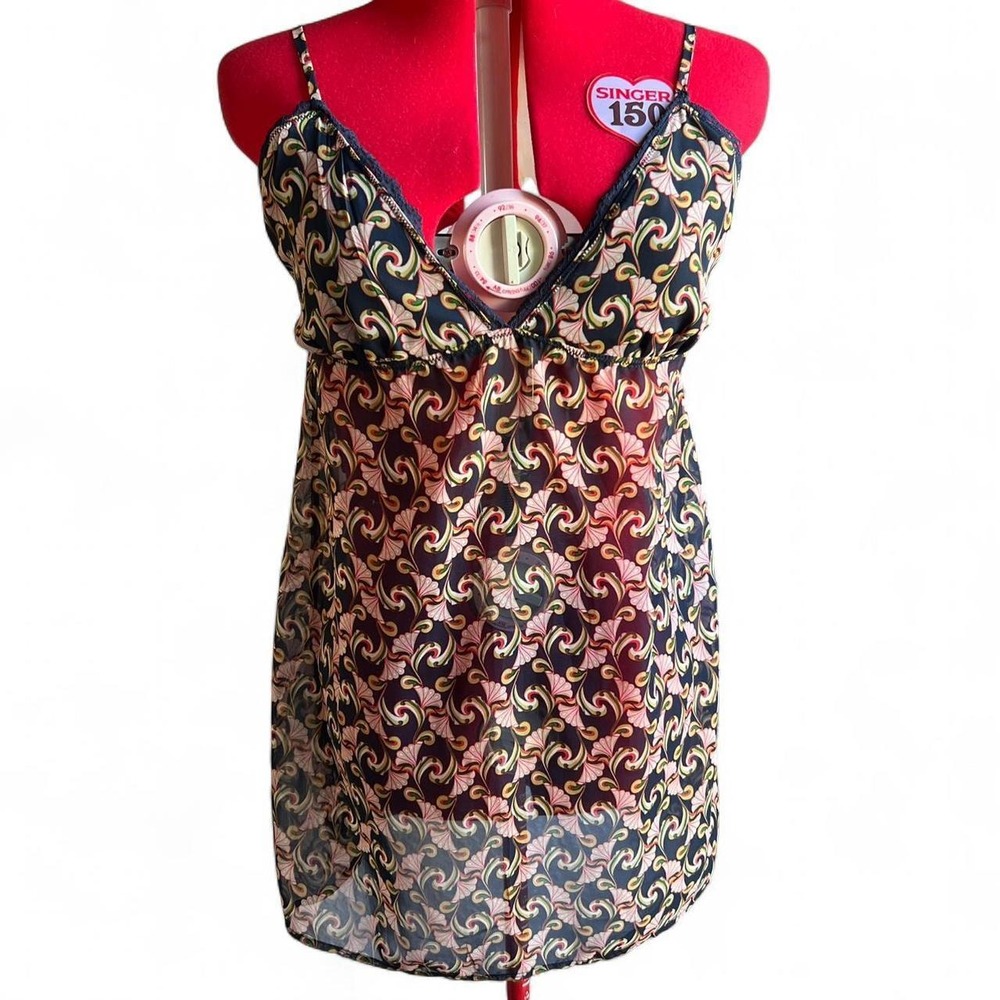 The Webster Miami at Target Navy Art Deco Sheer Floral Night Dress Babydoll
